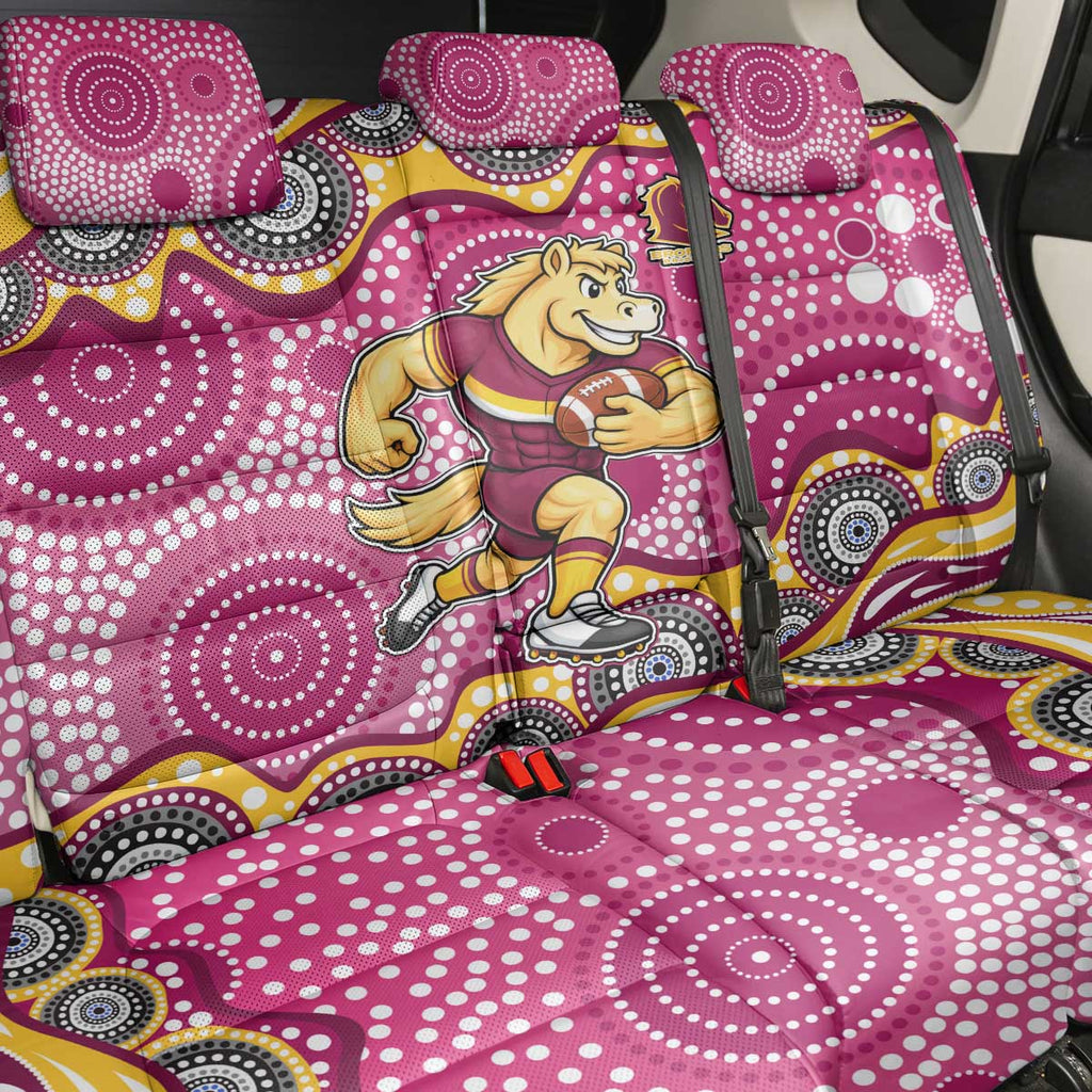 Brisbane Broncos Back Car Seat Cover Aboriginal Dot Pattern - Rugby Mascot Heritage Pride