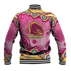 Brisbane Broncos Baseball Jacket Aboriginal Dot Pattern - Rugby Mascot Heritage Pride