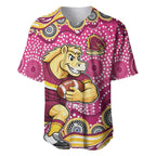 Brisbane Broncos Baseball Jersey Aboriginal Dot Pattern - Rugby Mascot Heritage Pride
