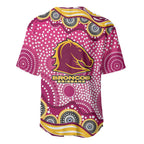 Brisbane Broncos Baseball Jersey Aboriginal Dot Pattern - Rugby Mascot Heritage Pride