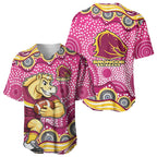 Brisbane Broncos Baseball Jersey Aboriginal Dot Pattern - Rugby Mascot Heritage Pride