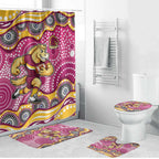 Brisbane Broncos Bathroom Set Aboriginal Dot Pattern - Rugby Mascot Heritage Pride