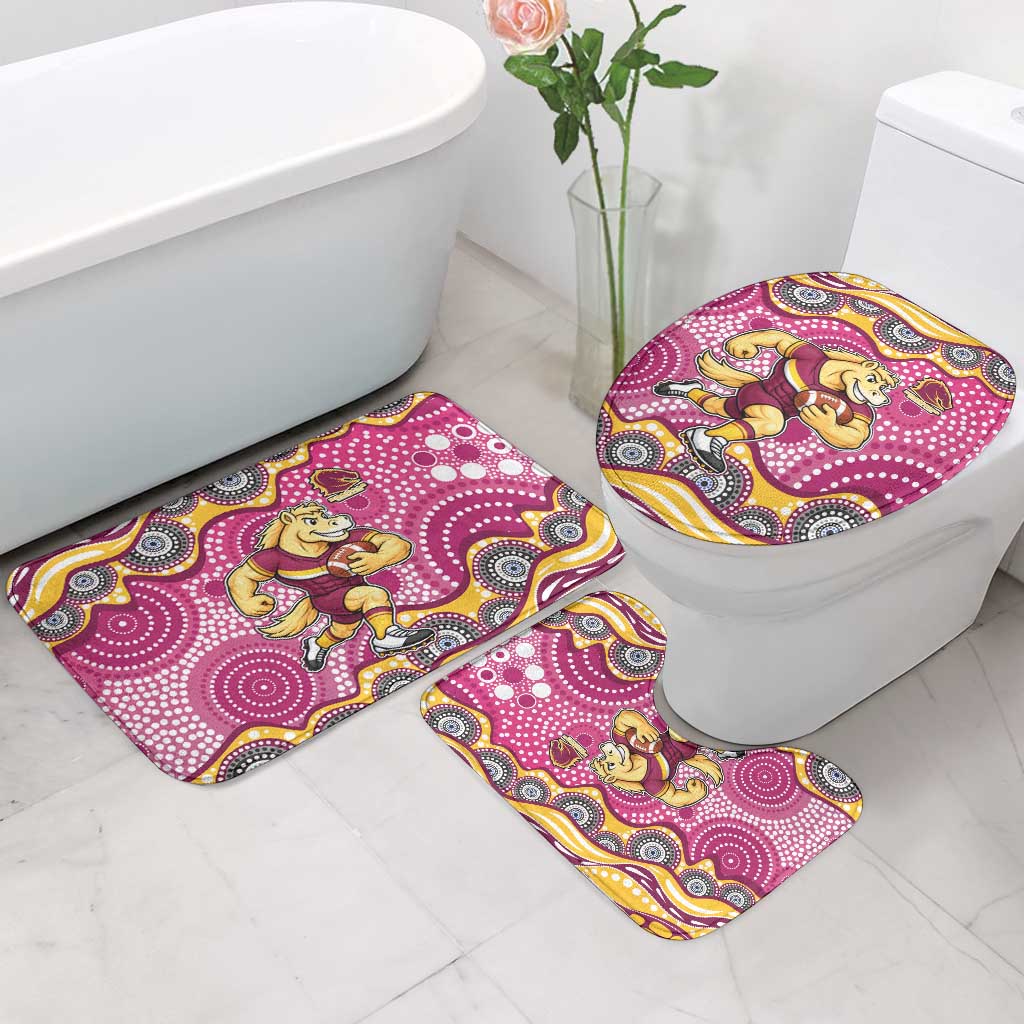 Brisbane Broncos Bathroom Set Aboriginal Dot Pattern - Rugby Mascot Heritage Pride