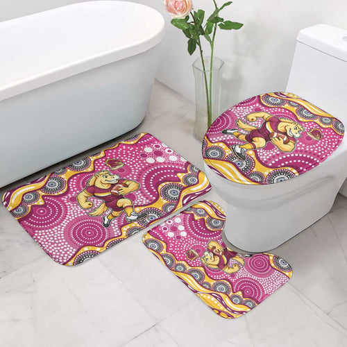 Brisbane Broncos Bathroom Set Aboriginal Dot Pattern - Rugby Mascot Heritage Pride