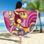 Brisbane Broncos Beach Blanket Aboriginal Dot Pattern - Rugby Mascot Heritage Pride