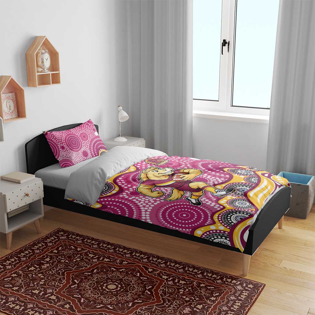 Brisbane Broncos Bedding Set Aboriginal Dot Pattern - Rugby Mascot Heritage Pride