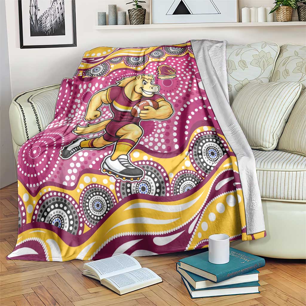 Brisbane Broncos Blanket Aboriginal Dot Pattern - Rugby Mascot Heritage Pride