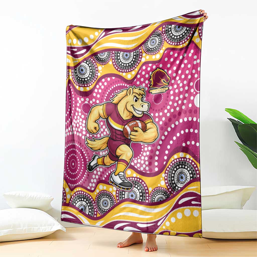 Brisbane Broncos Blanket Aboriginal Dot Pattern - Rugby Mascot Heritage Pride
