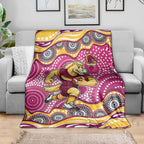 Brisbane Broncos Blanket Aboriginal Dot Pattern - Rugby Mascot Heritage Pride