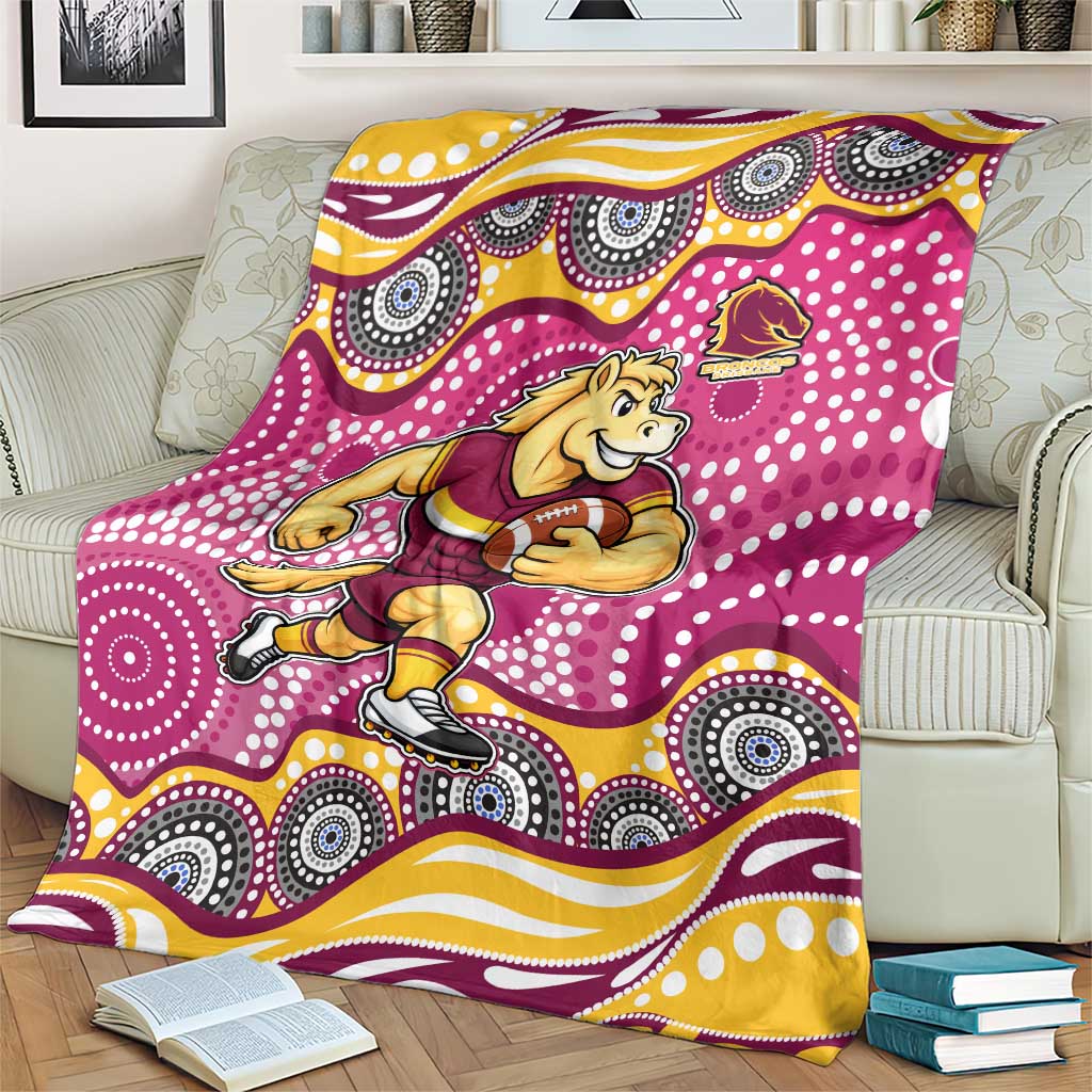 Brisbane Broncos Blanket Aboriginal Dot Pattern - Rugby Mascot Heritage Pride