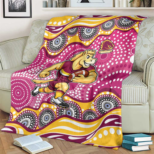 Brisbane Broncos Blanket Aboriginal Dot Pattern - Rugby Mascot Heritage Pride