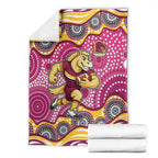 Brisbane Broncos Blanket Aboriginal Dot Pattern - Rugby Mascot Heritage Pride