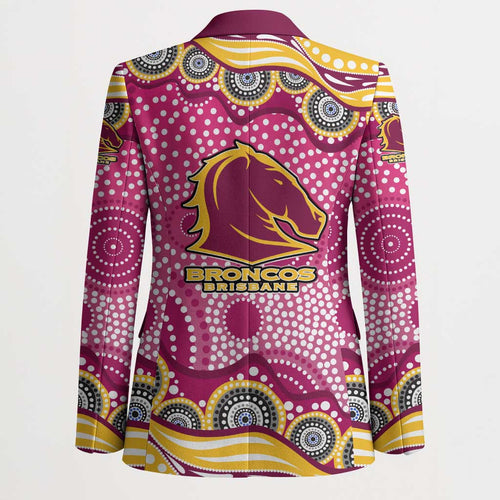 Brisbane Broncos Blazer Aboriginal Dot Pattern - Rugby Mascot Heritage Pride