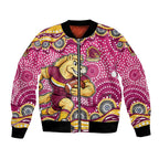 Brisbane Broncos Bomber Jacket Aboriginal Dot Pattern - Rugby Mascot Heritage Pride