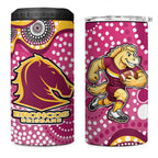 Brisbane Broncos 4 in 1 Can Cooler Tumbler Aboriginal Dot Pattern - Rugby Mascot Heritage Pride