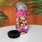 Brisbane Broncos 4 in 1 Can Cooler Tumbler Aboriginal Dot Pattern - Rugby Mascot Heritage Pride