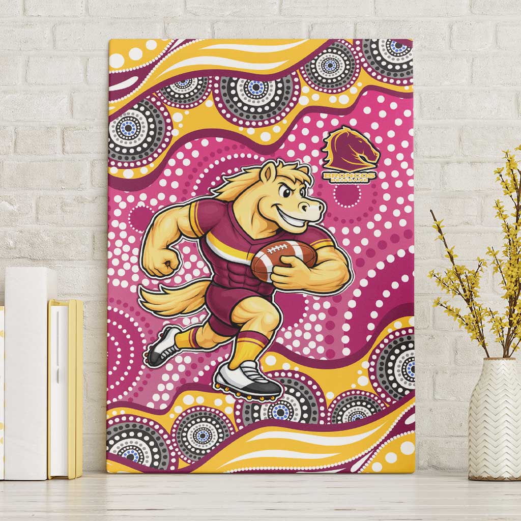Brisbane Broncos Canvas Wall Art Aboriginal Dot Pattern - Rugby Mascot Heritage Pride