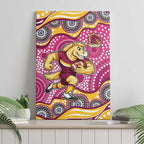 Brisbane Broncos Canvas Wall Art Aboriginal Dot Pattern - Rugby Mascot Heritage Pride