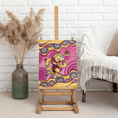 Brisbane Broncos Canvas Wall Art Aboriginal Dot Pattern - Rugby Mascot Heritage Pride