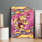 Brisbane Broncos Canvas Wall Art Aboriginal Dot Pattern - Rugby Mascot Heritage Pride
