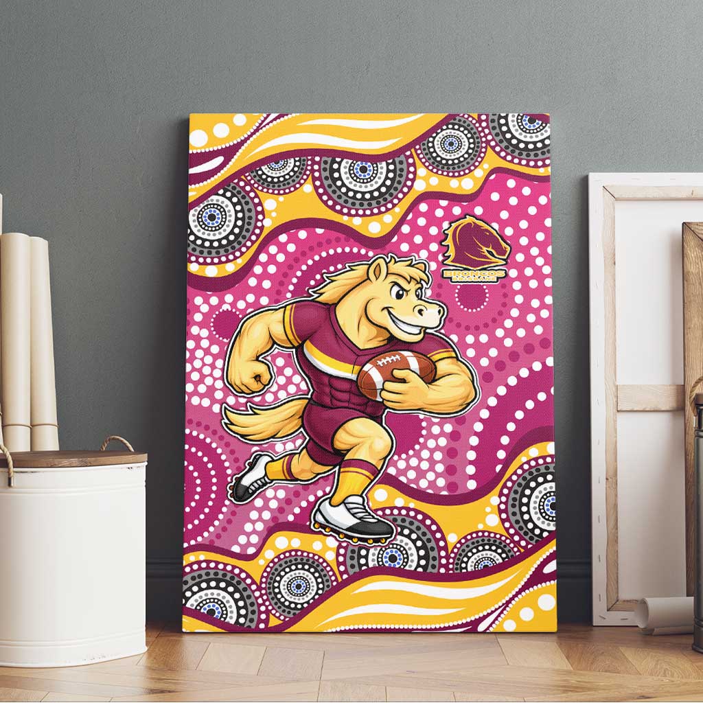 Brisbane Broncos Canvas Wall Art Aboriginal Dot Pattern - Rugby Mascot Heritage Pride