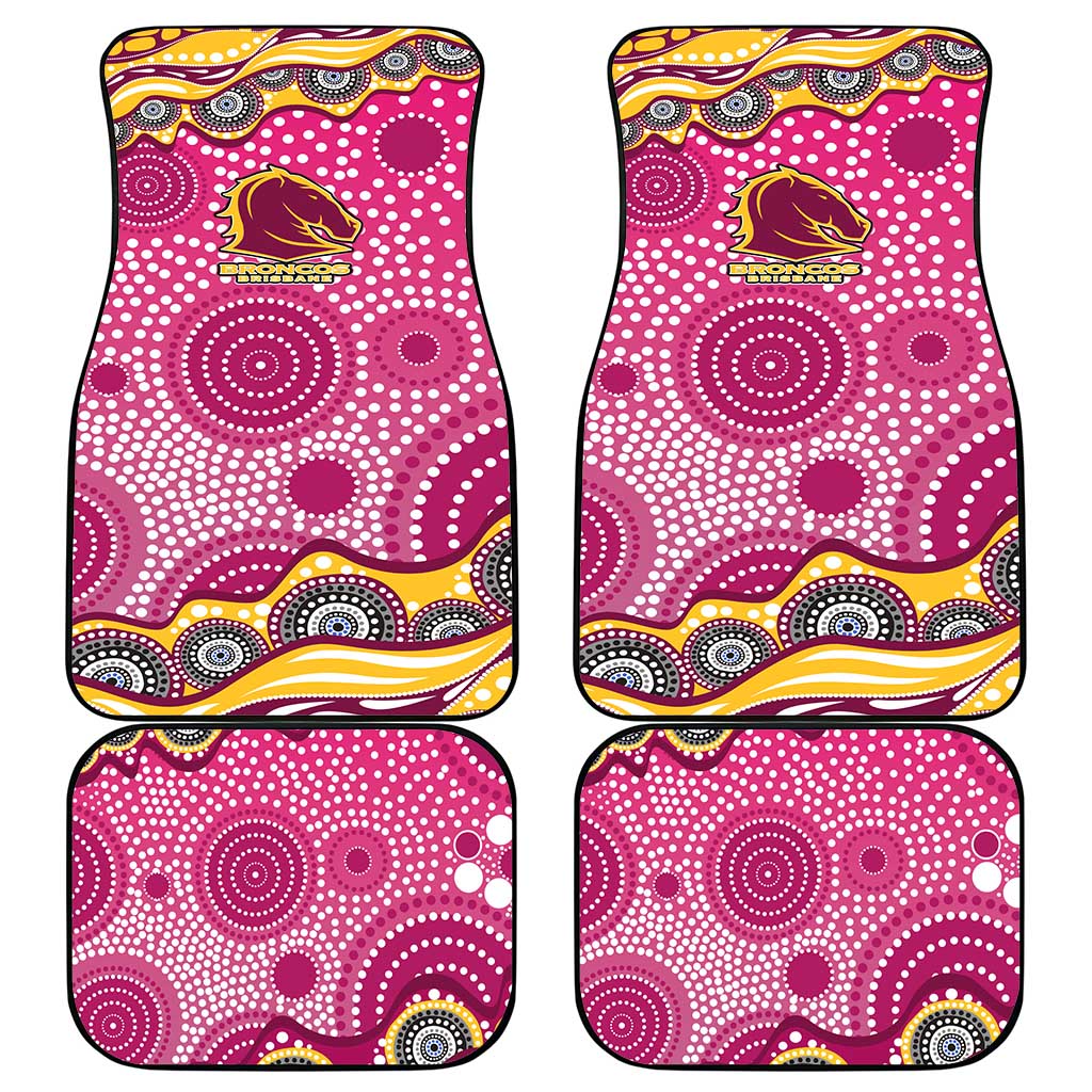 Brisbane Broncos Car Mats Aboriginal Dot Pattern - Rugby Mascot Heritage Pride