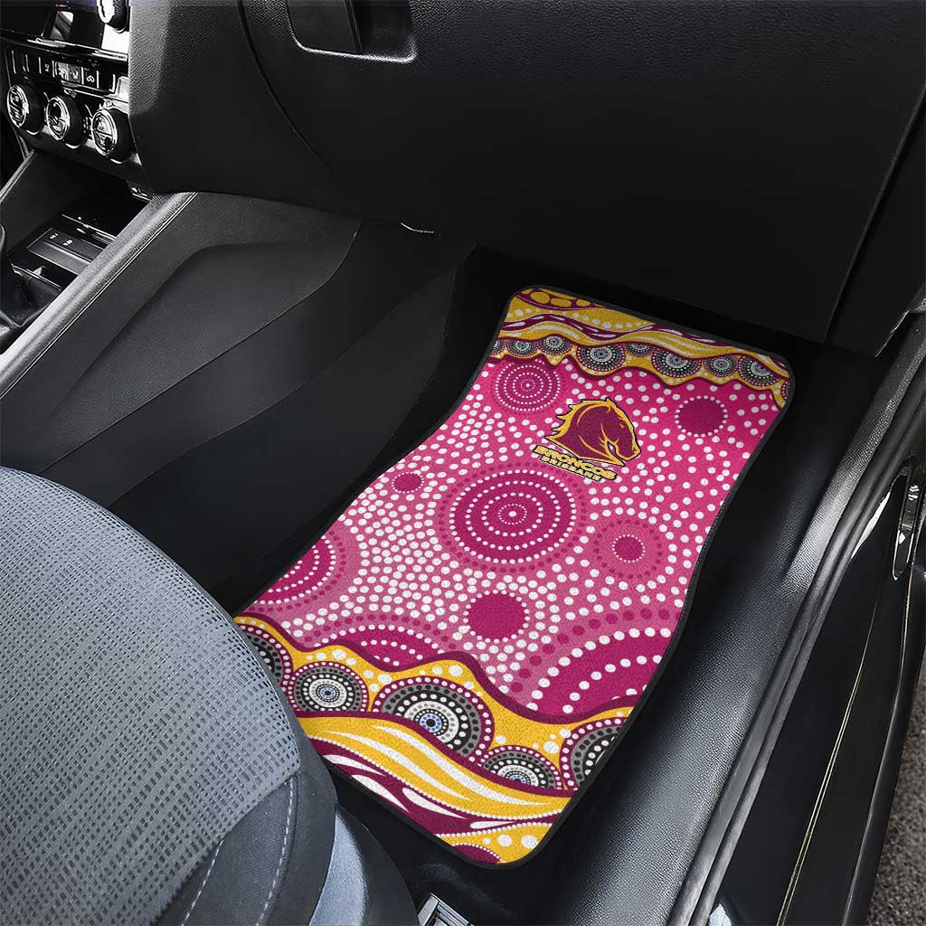 Brisbane Broncos Car Mats Aboriginal Dot Pattern - Rugby Mascot Heritage Pride
