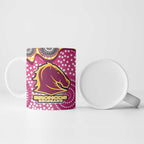 Brisbane Broncos Ceramic Mug Aboriginal Dot Pattern - Rugby Mascot Heritage Pride