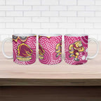 Brisbane Broncos Ceramic Mug Aboriginal Dot Pattern - Rugby Mascot Heritage Pride