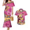 Brisbane Broncos Couples Matching Mermaid Dress and Hawaiian Shirt Aboriginal Dot Pattern - Rugby Mascot Heritage Pride