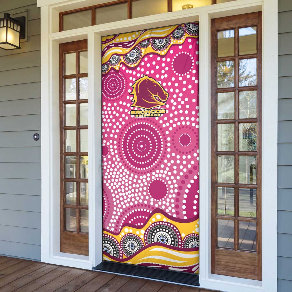 Brisbane Broncos Door Cover Aboriginal Dot Pattern - Rugby Mascot Heritage Pride