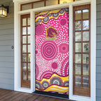 Brisbane Broncos Door Cover Aboriginal Dot Pattern - Rugby Mascot Heritage Pride