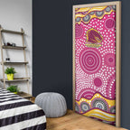 Brisbane Broncos Door Cover Aboriginal Dot Pattern - Rugby Mascot Heritage Pride