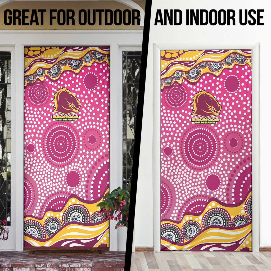 Brisbane Broncos Door Cover Aboriginal Dot Pattern - Rugby Mascot Heritage Pride