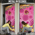 Brisbane Broncos Door Cover Aboriginal Dot Pattern - Rugby Mascot Heritage Pride