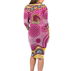 Brisbane Broncos Family Matching Long Sleeve Bodycon Dress and Hawaiian Shirt Aboriginal Dot Pattern - Rugby Mascot Heritage Pride