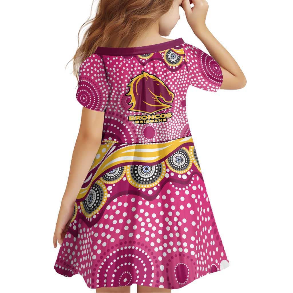 Brisbane Broncos Family Matching Mermaid Dress and Hawaiian Shirt Aboriginal Dot Pattern - Rugby Mascot Heritage Pride