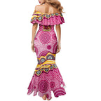 Brisbane Broncos Family Matching Mermaid Dress and Hawaiian Shirt Aboriginal Dot Pattern - Rugby Mascot Heritage Pride