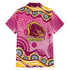Brisbane Broncos Family Matching Off The Shoulder Long Sleeve Dress and Hawaiian Shirt Aboriginal Dot Pattern - Rugby Mascot Heritage Pride