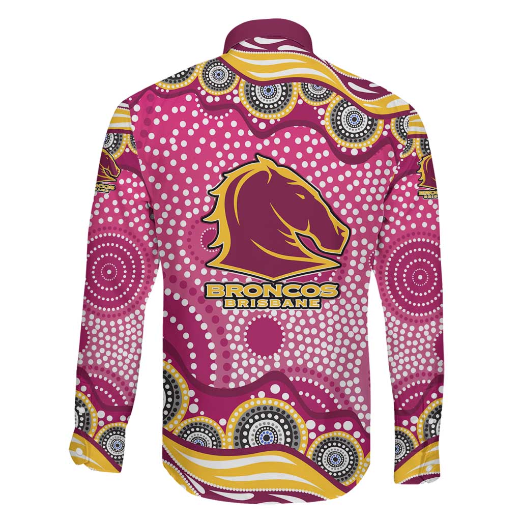 Brisbane Broncos Family Matching Off Shoulder Short Dress and Hawaiian Shirt Aboriginal Dot Pattern - Rugby Mascot Heritage Pride