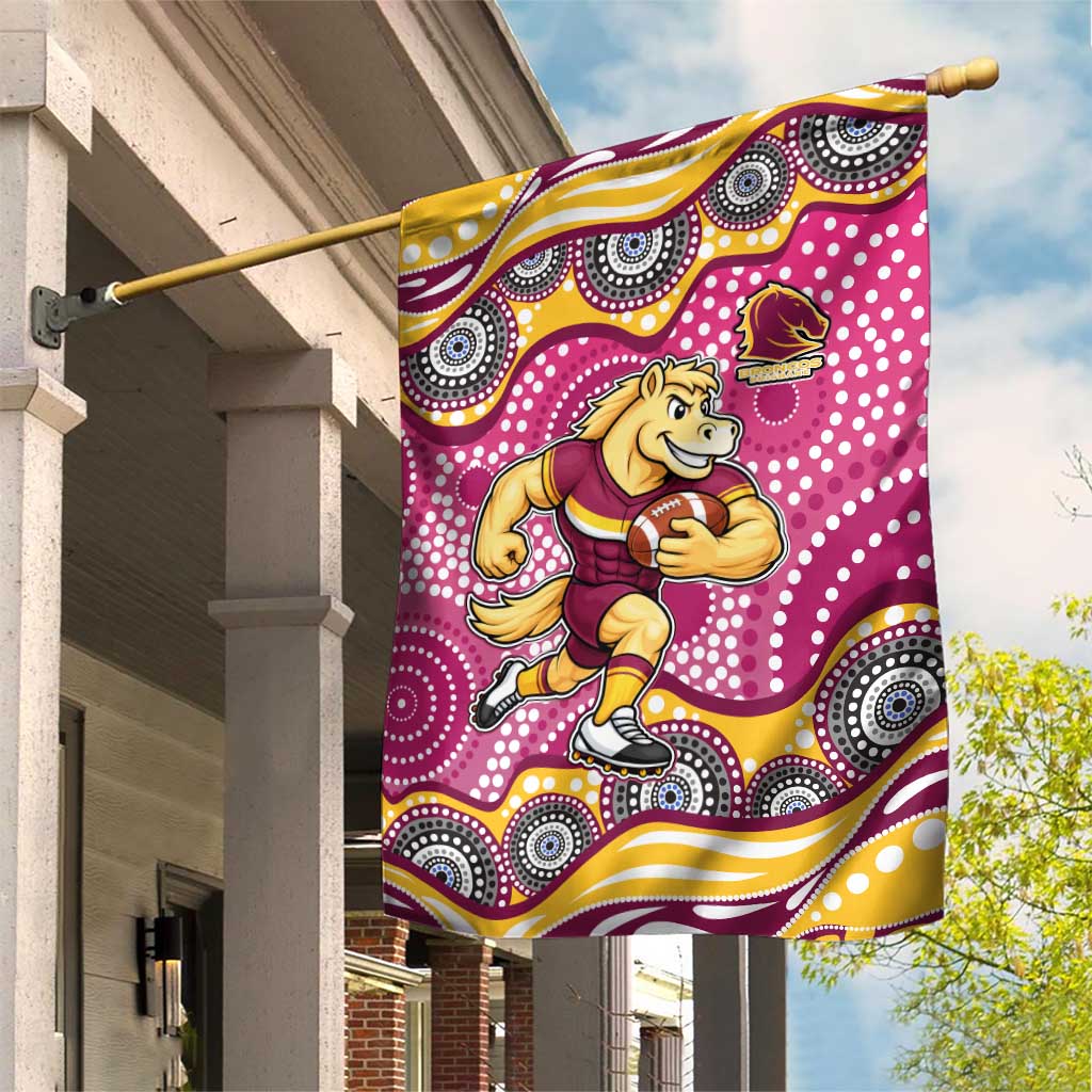 Brisbane Broncos Garden Flag Aboriginal Dot Pattern - Rugby Mascot Heritage Pride