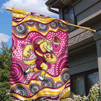 Brisbane Broncos Garden Flag Aboriginal Dot Pattern - Rugby Mascot Heritage Pride