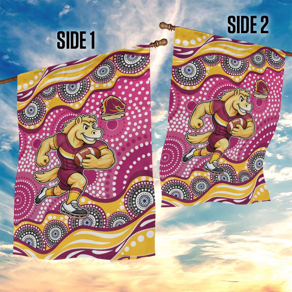 Brisbane Broncos Garden Flag Aboriginal Dot Pattern - Rugby Mascot Heritage Pride