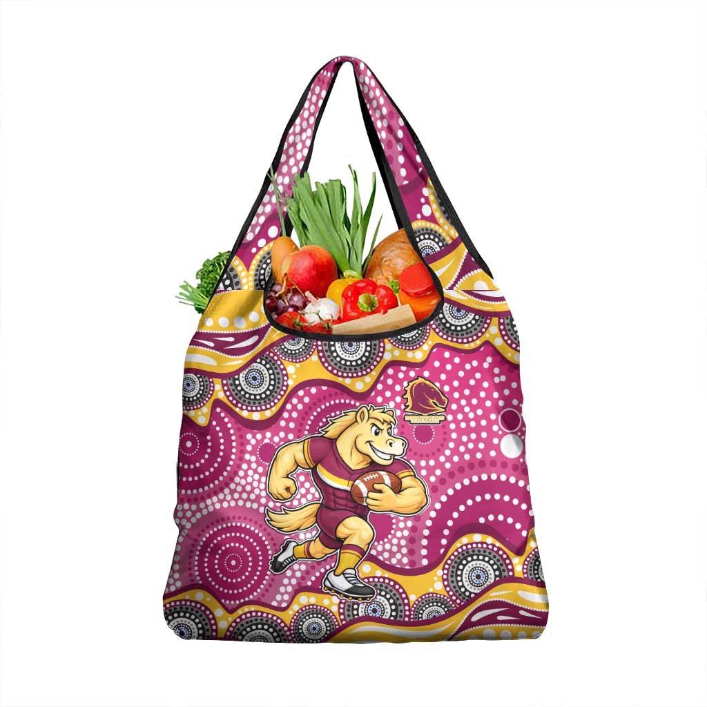 Brisbane Broncos Grocery Bag Aboriginal Dot Pattern - Rugby Mascot Heritage Pride