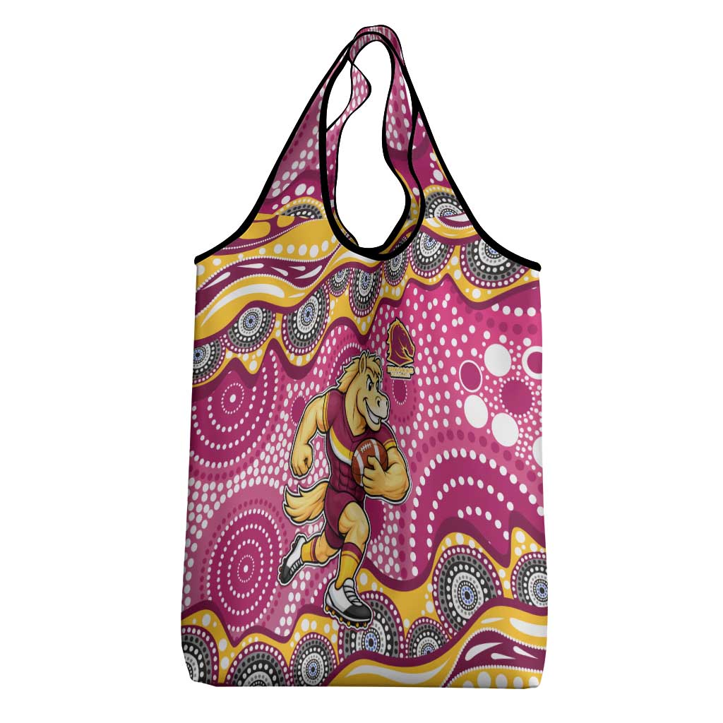 Brisbane Broncos Grocery Bag Aboriginal Dot Pattern - Rugby Mascot Heritage Pride