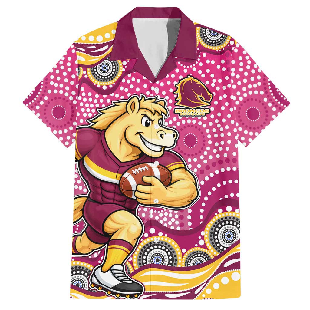 Brisbane Broncos Hawaiian Shirt Aboriginal Dot Pattern - Rugby Mascot Heritage Pride
