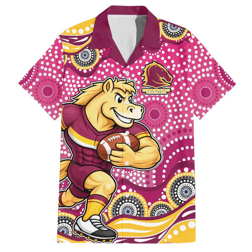 Brisbane Broncos Hawaiian Shirt Aboriginal Dot Pattern - Rugby Mascot Heritage Pride
