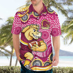 Brisbane Broncos Hawaiian Shirt Aboriginal Dot Pattern - Rugby Mascot Heritage Pride