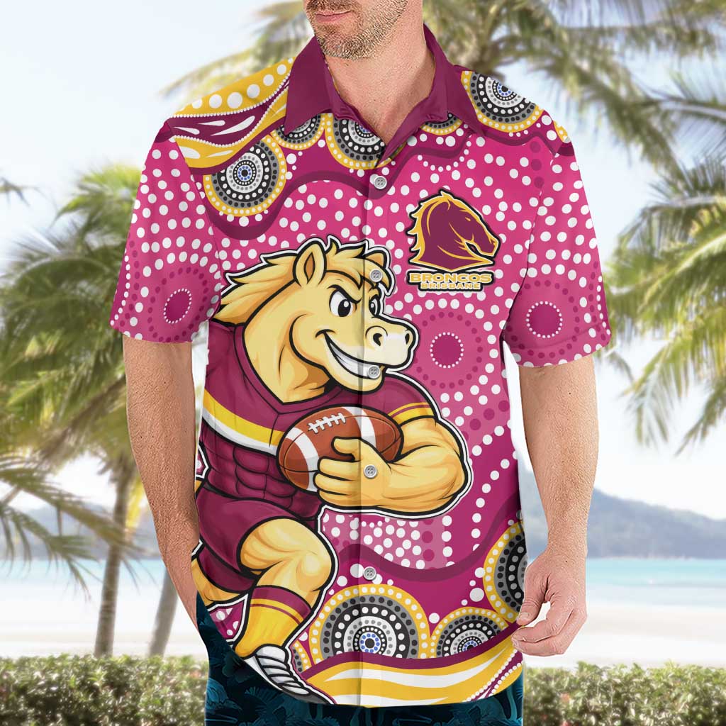 Brisbane Broncos Hawaiian Shirt Aboriginal Dot Pattern - Rugby Mascot Heritage Pride