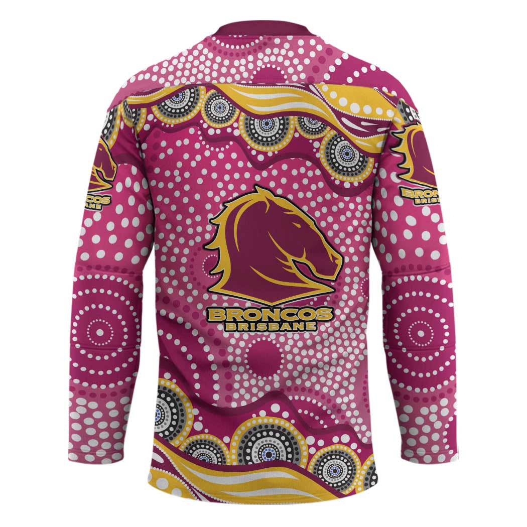 Brisbane Broncos Hockey Jersey Aboriginal Dot Pattern - Rugby Mascot Heritage Pride
